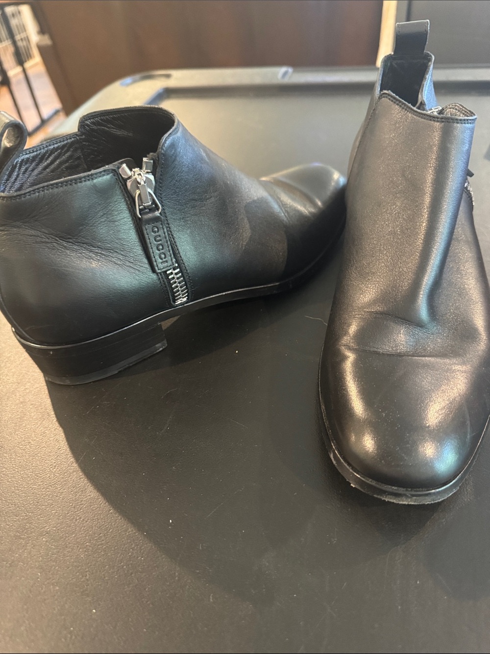 Gucci Black Leather Chukka Boots with Side Zip